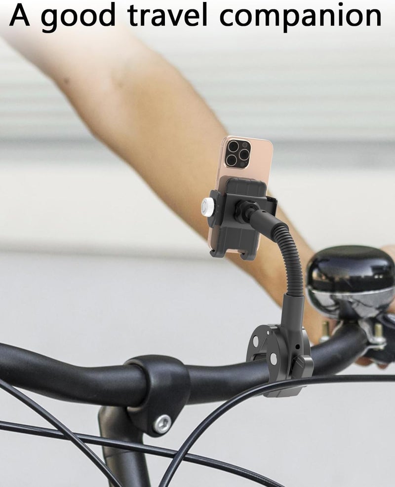 Charchendo Gooseneck Exercise Bike & Spin Bike Phone Holder [Anti-Drop Design], Secure Non-Slip Handlebar Mount Clamp, Fit 17 16 15 14 13 12 Pro Plus Max Mini and 4-7" Phones with Thick Cases - Image 5